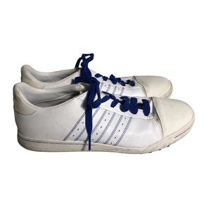 Adidas men’s white/blue spineless golf shoes. Sz 12